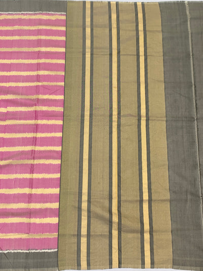Candy Pink &amp; Slate Leheriya-Inspired Patola Silk Saree