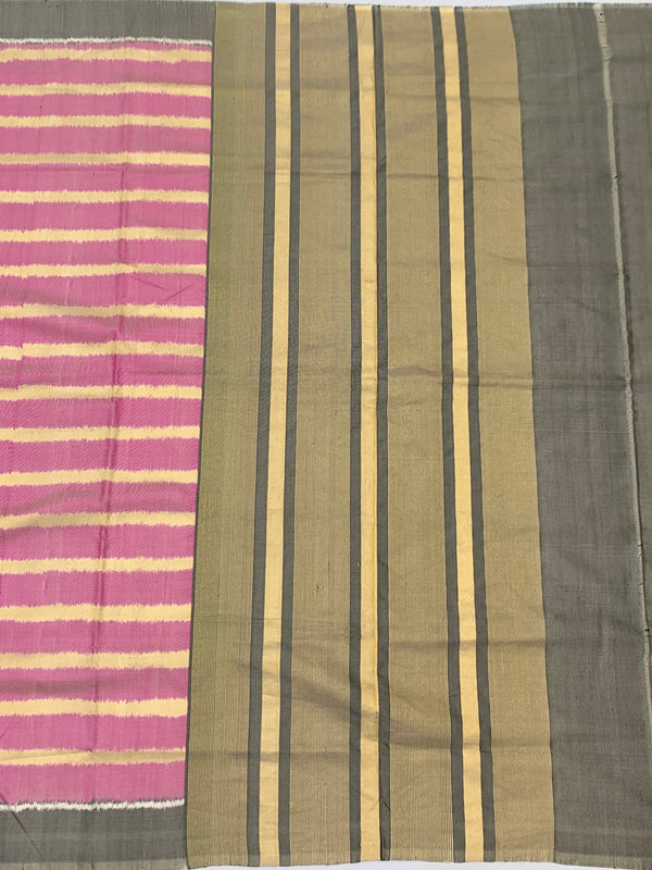 Candy Pink &amp; Slate Leheriya-Inspired Patola Silk Saree
