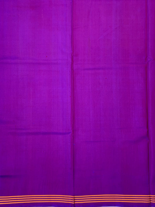 Deep Royal Purple Handloom Patola Silk Saree with Macaw Pallu