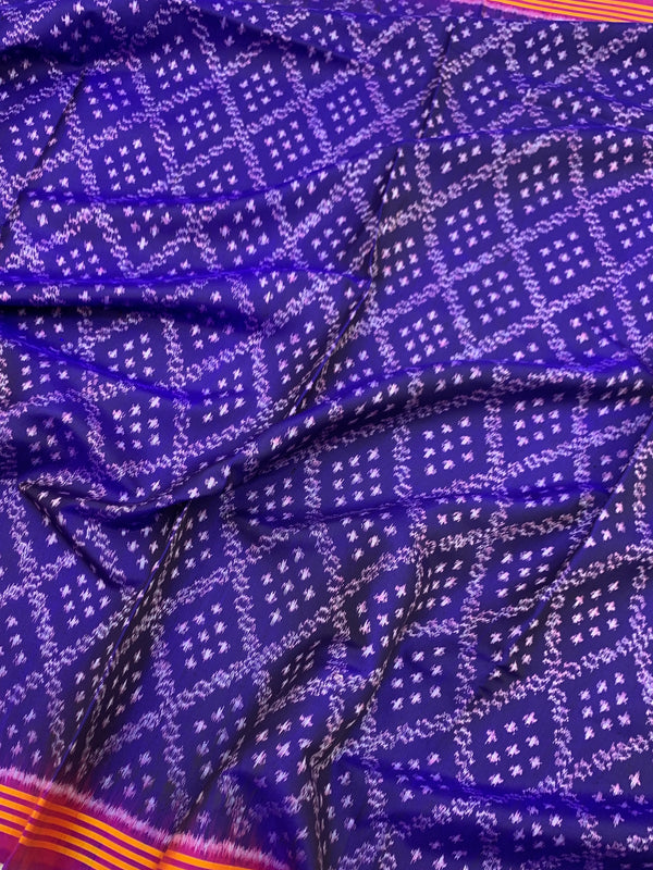 Deep Royal Purple Handloom Patola Silk Saree with Macaw Pallu