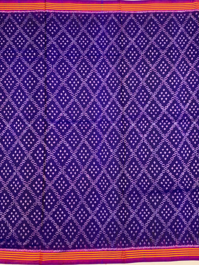 Deep Royal Purple Handloom Patola Silk Saree with Macaw Pallu
