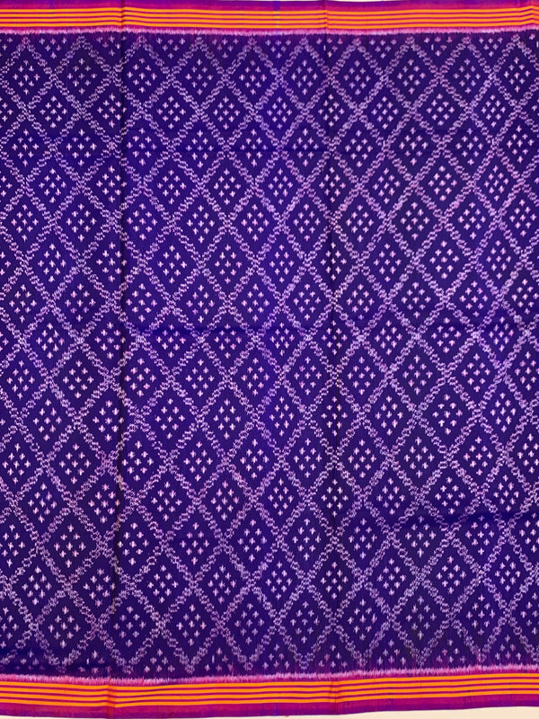 Deep Royal Purple Handloom Patola Silk Saree with Macaw Pallu