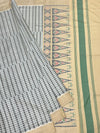 Grey Grid & Sand Beige Patola Silk Saree