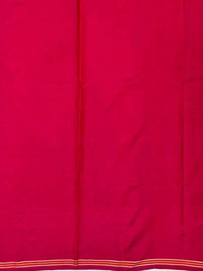 Imperial Navy Blue &amp; Rani Pink Handloom Patola Silk Saree