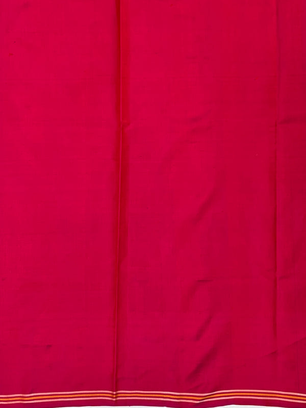 Imperial Navy Blue &amp; Rani Pink Handloom Patola Silk Saree