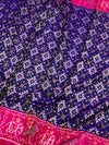 Imperial Navy Blue &amp; Rani Pink Handloom Patola Silk Saree