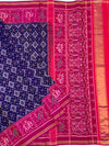 Imperial Navy Blue &amp; Rani Pink Handloom Patola Silk Saree