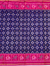 Imperial Navy Blue &amp; Rani Pink Handloom Patola Silk Saree