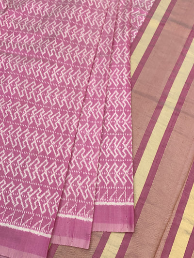 Dusty Rose Chevron Patola Silk Saree