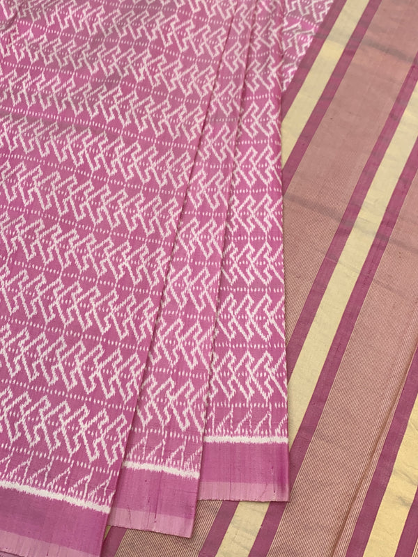 Dusty Rose Chevron Patola Silk Saree