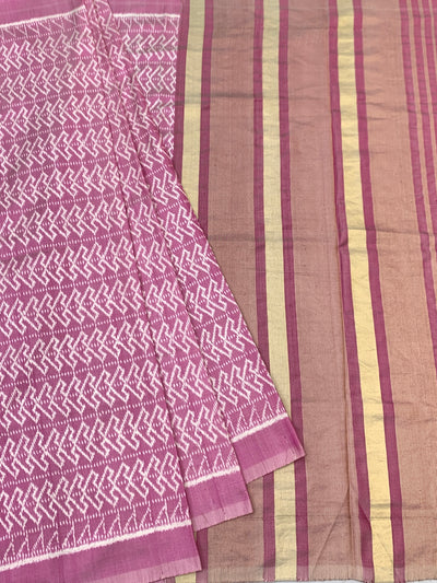 Dusty Rose Chevron Patola Silk Saree