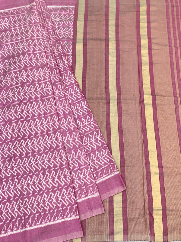Dusty Rose Chevron Patola Silk Saree