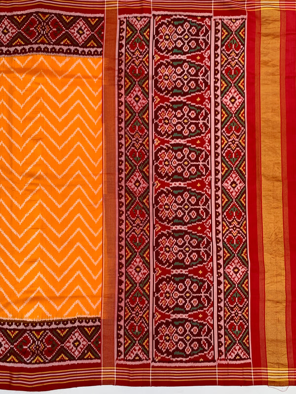 Orange Leheriya Patola Silk Saree