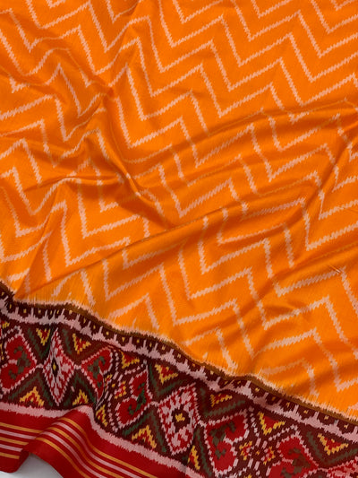 Orange Leheriya Patola Silk Saree