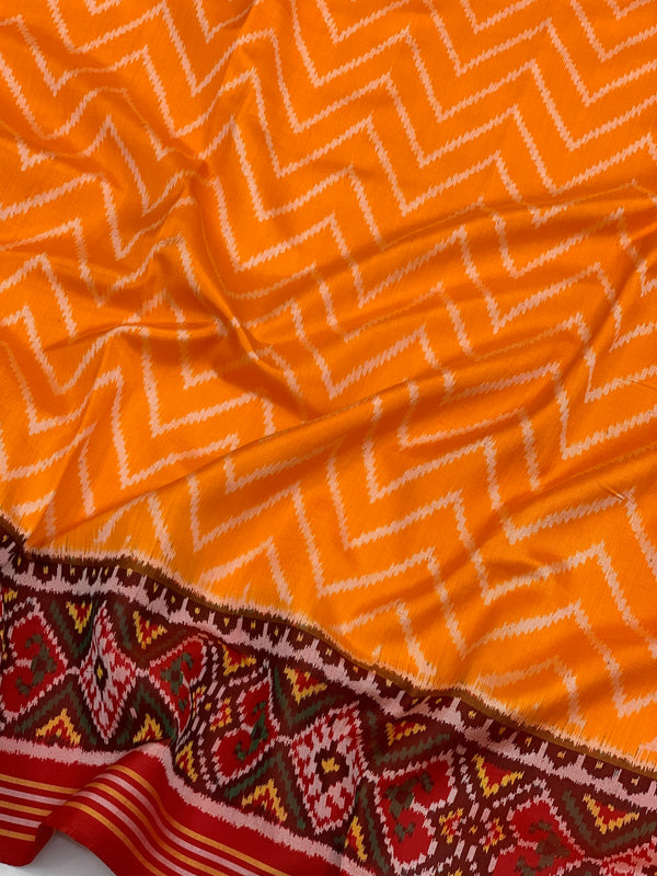 Orange Leheriya Patola Silk Saree