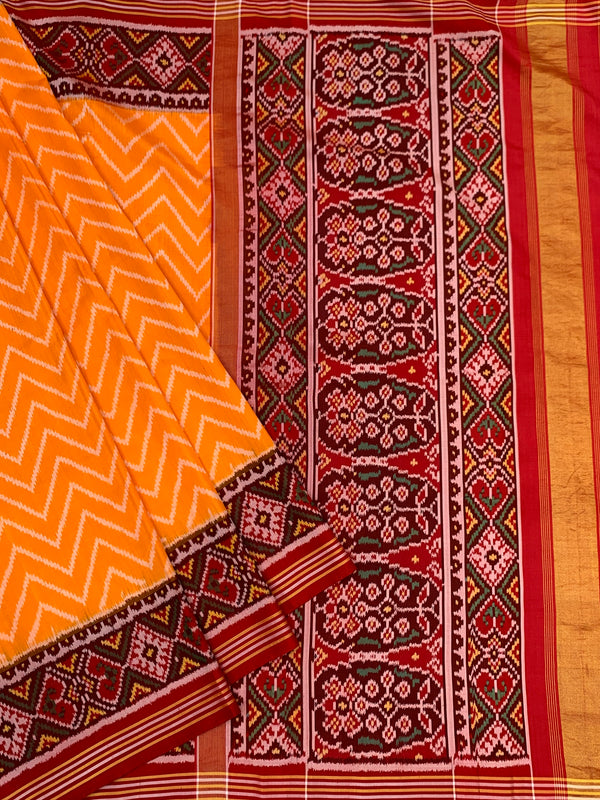 Orange Leheriya Patola Silk Saree