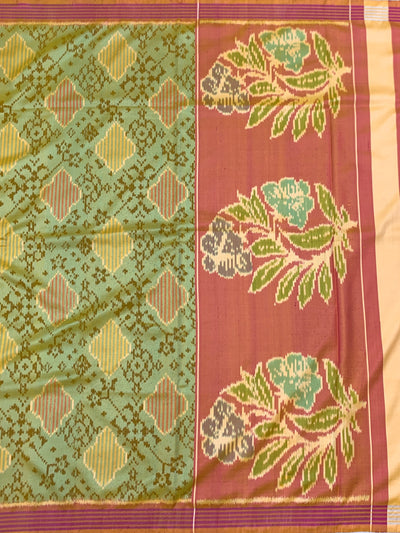 Heritage Mint & Peach Patola Saree