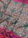 Steel Grey & Rani Pink Floral Patola Saree