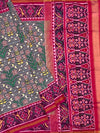 Steel Grey & Rani Pink Floral Patola Saree