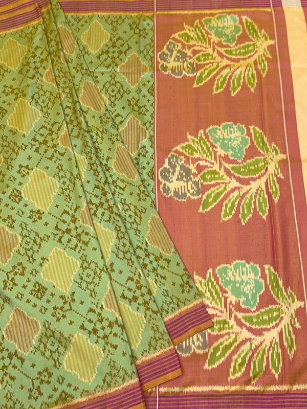 Heritage Mint & Peach Patola Saree