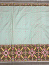 Seafoam Green & Slate Grey Heart Motif Patola Silk Saree