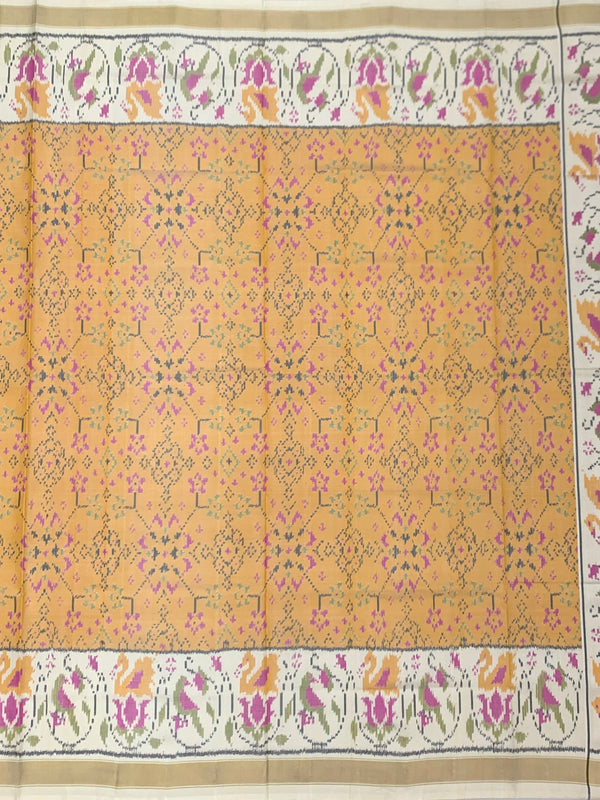 Exquisite Rajkot Patola Silk Saree – Sunshine Yellow & Off-White