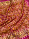 Rajkot Patola Silk Saree in Magenta and Rust-Orange
