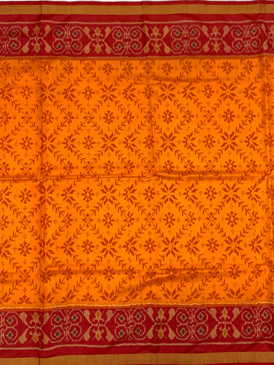 Exquisite Mustard & Crimson Rajkot Patola Silk Saree