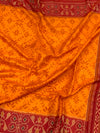 Exquisite Mustard & Crimson Rajkot Patola Silk Saree