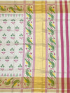 Exquisite Off-White & Pink Rajkot Patola Silk Saree