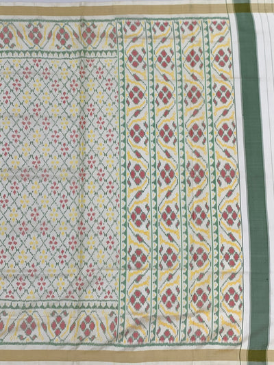 Exquisite Off-White Rajkot Patola Silk Saree