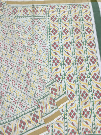 Exquisite Off-White Rajkot Patola Silk Saree