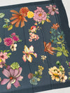 Satin Floral Printed Saree Elephant-Gery In Color