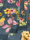 Satin Floral Printed Saree Elephant-Gery In Color