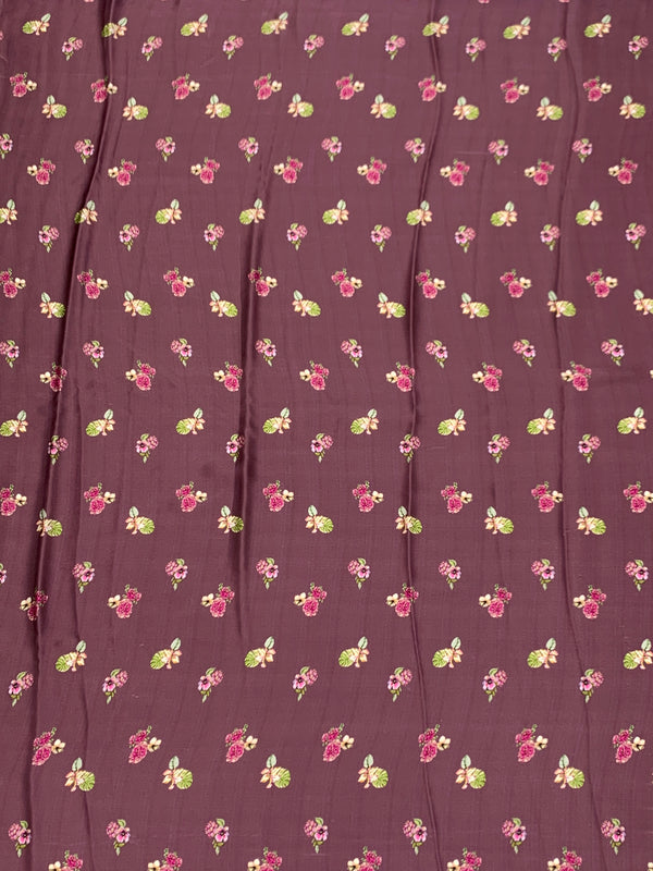 Satin Floral Printed Saree Shiny Mauve In Color