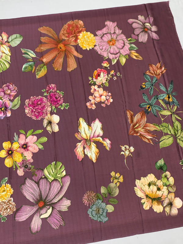 Satin Floral Printed Saree Shiny Mauve In Color