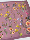 Satin Floral Printed Saree lilac In Color