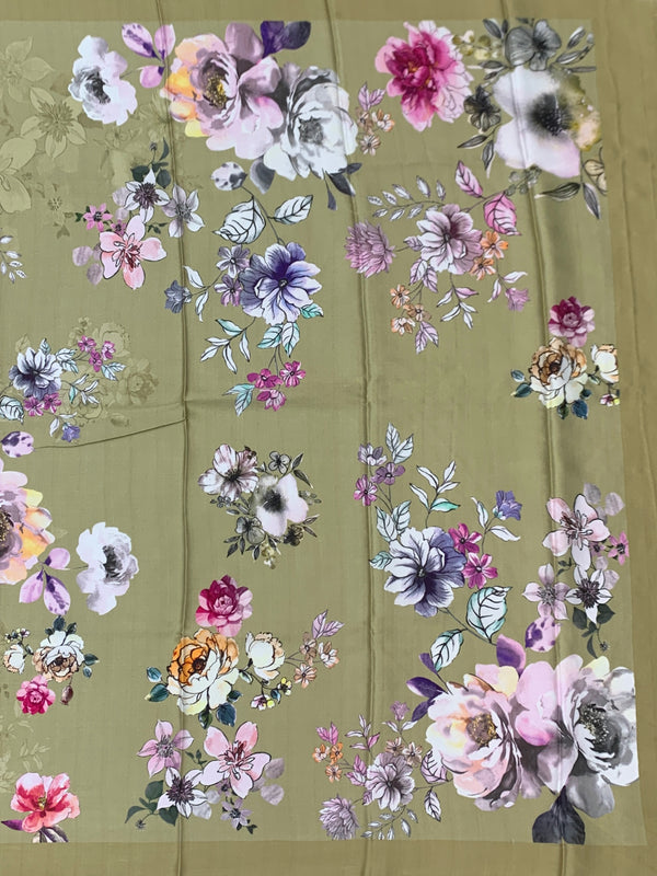 Satin Floral Printed Saree Beige In Color