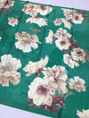Satin Floral Printed Saree Green In Color