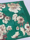 Satin Floral Printed Saree Green In Color