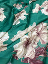 Satin Floral Printed Saree Green In Color
