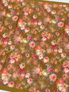 Satin Floral Printed Saree Mustard-Brown In Color