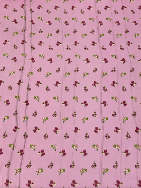 Satin Floral Printed Saree Light-Pink In Color