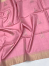 Pastel Peony Soft Silk Saree with Temple Motifs
