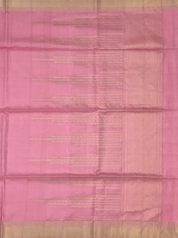 Pastel Peony Soft Silk Saree with Temple Motifs
