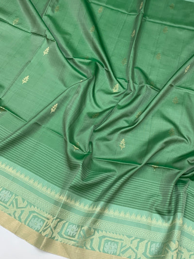 Ethereal Seafoam Green Soft Silk Saree