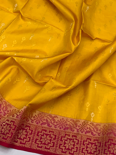 Radiant Mustard Hand-Woven Soft Silk Saree