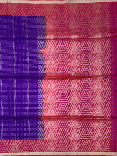 Vibrant Royal Purple & Pink Soft Silk Saree with Geometric Motifs