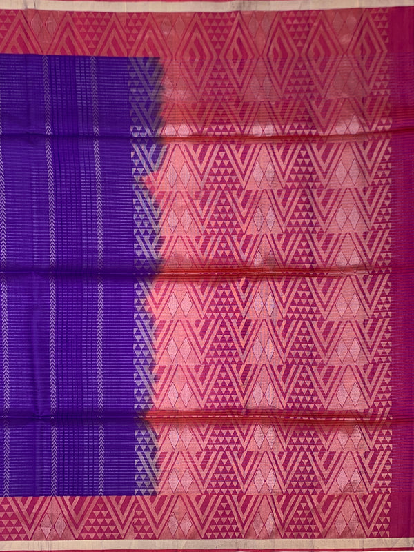 Vibrant Royal Purple & Pink Soft Silk Saree with Geometric Motifs