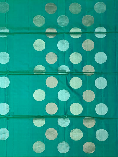 Sea-Green Soft Silk Saree with Oversized Gold Buttas